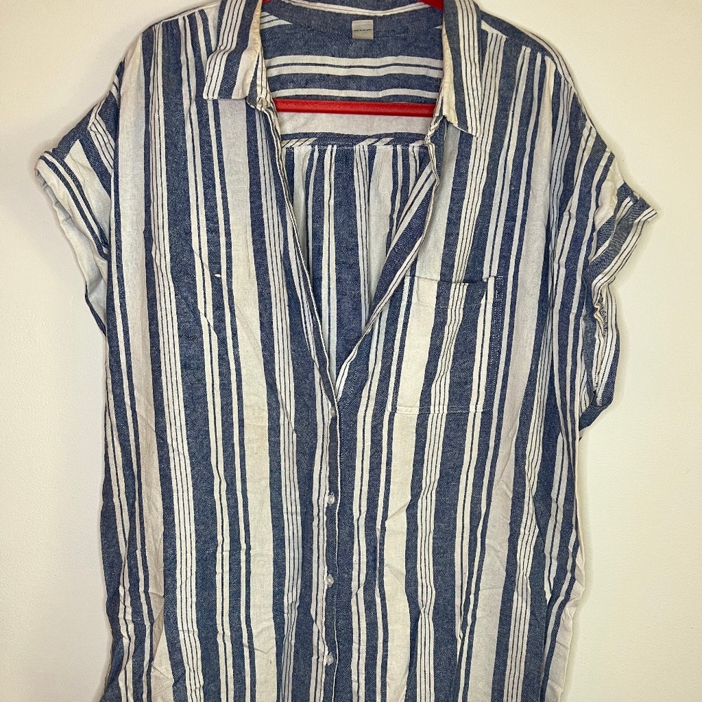 Blue/White Stripped Button Down Dress